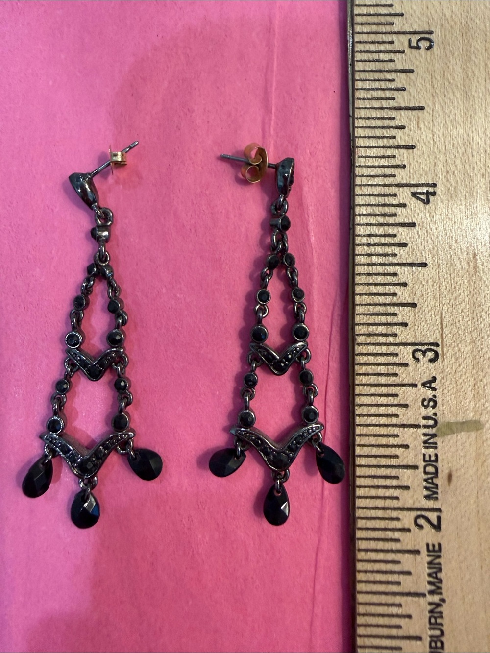 Black Crystal Teardrop Dangle Earrings - Women Jewelry